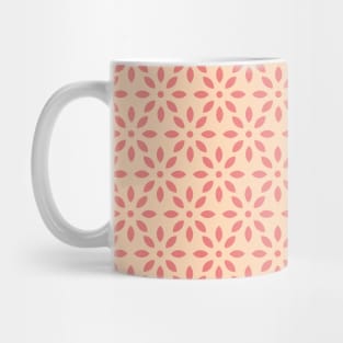 Floral Geometrical Pattern, Color Block Cream and Coral Mug